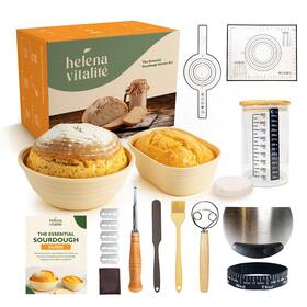 Helena Vitalit 199284266377 Sourdough Starter Kit Bread Baking Set With 10 Inch Oval And 9 Round Silicone Ba