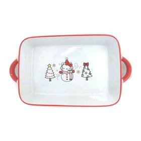 Hello Kitty 766169318034 Cocoa And Christmas Trees 8x11.5 Ceramic Baking Dish With Handles Hello Kitty 766169318034 Cocoa And Christmas Trees 8x11.5 Ceramic Baking Dish With Handles