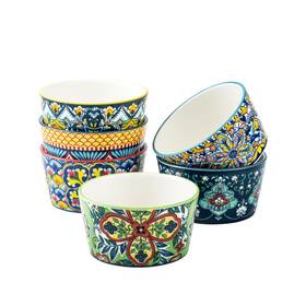 E262b001 Henxfen Lead Ramekins Oven Safe For Creme Brulee - Porcelain Pudding Custard Cups 6 Oz Smal