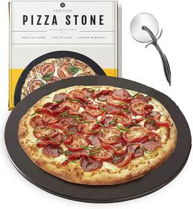 Heritage 744110151909 15 Inch Ceramic Pizza Stone Set - Non-stick Stain-free With Bonus Cutter