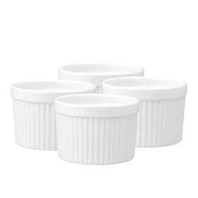 98008 Hic Kitchen 781723981127 Deep Souffle Fine Porcelain For 10-ounce Set/4 White