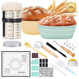 Hk0529 Hk Hk0528 Sourdough Starter Kit With Round&oval Proofing Basket&34oz Jar