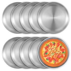 655895 Hofurme 10 Pcs 8 Inch Pizza Pans Bulk Stainless Steel Sets Round Bakeware Trays