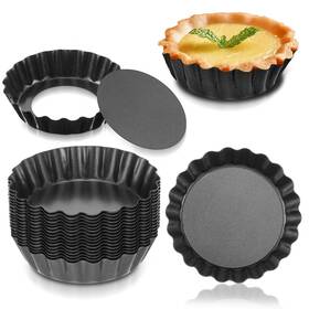 Am557340 Hofurme 16 Pcs Mini Tart Pans Egg Molds With Removable Bottom Round Nonstick Quiche Pan