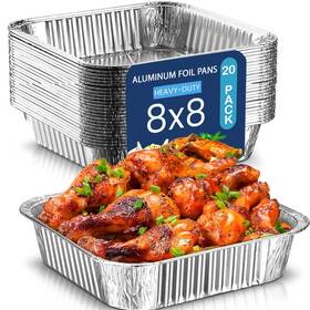 Hogoware 061027871412 20-pack 8x8 Foil Pans 40oz Square Aluminum Baking Heavy Duty Disposable Hogoware 061027871412 20-pack 8x8 Foil Pans 40oz Square Aluminum Baking Heavy Duty Disposable