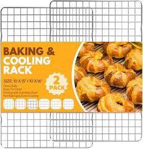 Hohom 717382424538 2pcs 16x10 Inch Wire Cooling Racks Baking Roasting Grilling