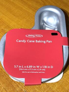 2105-0962 Holiday Home Christmas Candy Cane Baking Pan 2 Pack 5.7 Inch Lx 6.89 Wx 1.18 D Nwt 2105-0962 Holiday Home Christmas Candy Cane Baking Pan 2 Pack 5.7 Inch Lx 6.89 Wx 1.18 D Nwt