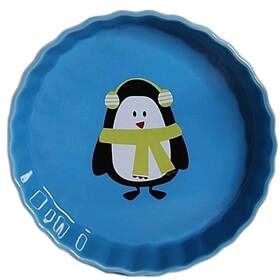 Holiday Inspirations 807404651735 Penguin Christmas Winter Pie 7 Inch Blue Stoneware Baking Dish