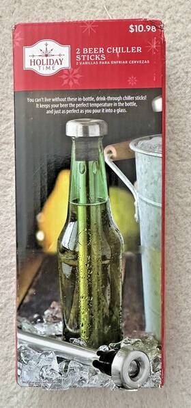 Holiday Time 638688600528 Beer Chiller Sticks For Bottles Set Of Stainless Steel Cooling Chillers Nib