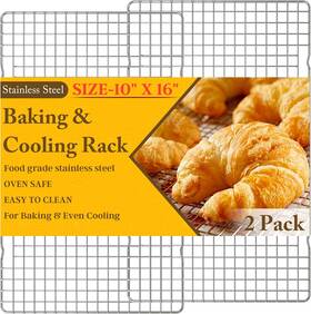 Home Care 313108587596 2pcs Cooling Racks For Cooking And Baking - 10 Inch X 16 Heavy Duty Stainless Ste