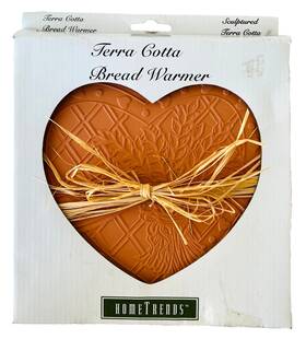 Home Trends 605388336019 Terra Cotta Clay Bread Warmer For Basket Heart Shape New In Package