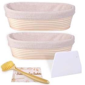 Homedisiac 710946487826 Banneton Bread Proofing Basket Set Of 2 10 Inch Oval Sourdough Baking