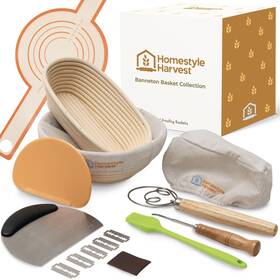 Hs0701 Homestyle Harvest Banneton Bread Proofing Basket Set 10 Inch Oval And A 9 Round Sourdough P Hs0701 Homestyle Harvest Banneton Bread Proofing Basket Set 10 Inch Oval And A 9 Round Sourdough P