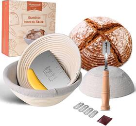 Ynt-4pc  Homotech Bread Baking Supplies 4pc Banneton Proofing Basket Kit 9inch &10inch Roun