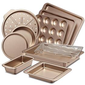 Hb-bs-03-10-gld Hongbake Bakeware Sets Baking Pans Set Nonstick Oven Pan For Kitchen With Wider Grip