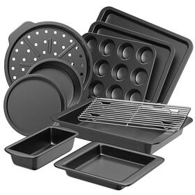 Hb-bs-03-10-gry Hongbake Bakeware Sets Baking Pans Set Nonstick Oven Pan For Kitchen With Wider Grip