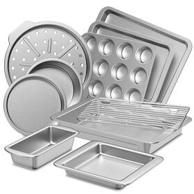 Hb-bs-03-10-silver Hongbake Bakeware Sets Baking Pans Set Nonstick Oven Pan For Kitchen With
