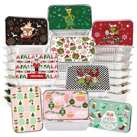 Cyb-sdj-pz36 Hooutky 36 Pcs Christmas Foil Containers With Lid Covers Winter Theme Disp