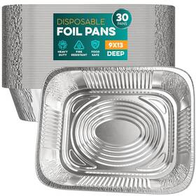 Houzzkingz Usa 850044138791 Aluminum Pans 9x13 30 Pack - Disposable For Baking Bbq Grilling Roasting