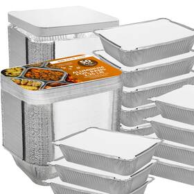 Apwl8x6-50 Houzzkingz Usa Aluminum Pans With Lids 8.5 Inch 6 - 50 Sets Disposable Foil To Go Food Contai