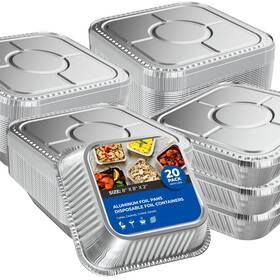 Apwl8x8-20 Houzzkingz Usa Aluminum Pans With Lids 8x8 20 Sets Disposable Foil Trays - 8 Inch Squ