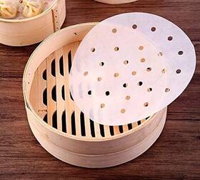 Htbmall 761989190891 200pcs Air Fryer Liners 10 Inches Bamboo Steamer Premium Perforated Par