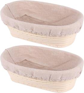 Hyslop 313055380363 10 Inch Oval Bread Proofing Basket Set Of 2 Sourdough Rising Bowl With Clo