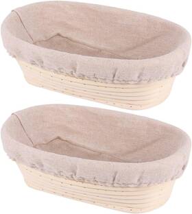 Bpb1 Hyslop 10 Inch Oval Bread Proofing Basket Set Of 2 Sourdough Rising Bowl With Cloth