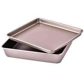 Hytk 727196244512 Small Baking Sheet Set 11x9inch 2pcs Carbon Steel Pans Deep Sides Nonstick To