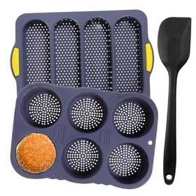 Nk05gapd Ianfan 744607 1 3 Pcs Silicone Baguette Pan And Hamburger Bun Set Bread Loaf
