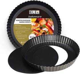 Ielek Official 313020096091 12 Inch Non-stick Tart Quiche Flan Pan Molds Round Removable Loose Bottom