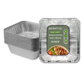 Infinity El 819379014484 Disposable Aluminum Foil Half Pan Extra-deep/20 Pack Silver