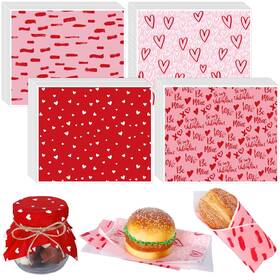J0261 Jarthenaamcs Jarthenaams 240 Sheet Valentines Day Wax Paper 4 Styles Red Pink Heart Food W