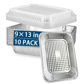 9ftftx Jiumo 130712 Aluminum Pans With Lids 13ftft Tin Foil 9 X 13 Inches - 10 Pack Silver