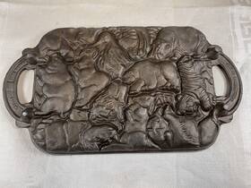 5654 John Wright Vintage 1984 Cast Iron Animal Puzzle World Cookie Mold -