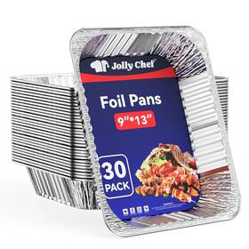 Jolly Chef 744110648706 9x13 Aluminum Foil Pans 30 Pack - Disposable Half Size Deep Steam F