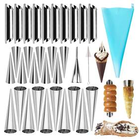 Tl-ecroimold-011 Joyeee 33 Pcs Stainless Steel Cannoli Tubes Kits 5 5inch - 33pcs Silver