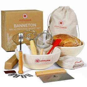 Joyfulbase 197644615896 Banneton Bread Proofing Basket Set Of 2 Sourdough Starter Kit With