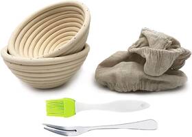 Jranter 786391401533 2 Pack Of Mini 5 Inch Round Brotform Banneton Proofing Basket Beige