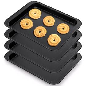 J-smallbakingsheet-black-4p Jucoan 4 Pack Small Baking Sheet Cookie For Toster Oven 9.5 X 7.1 Inch Mini Cooki