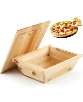 Km-juexica-1877541 Juexica Tradition Wooden Pizza Dough Proofing Box With Lid Handle 16 X 13 Inch