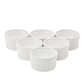Juvale 194425286832 6 Pack White Ceramic Ramekins Oven-safe 8 Oz For Baking Souffles