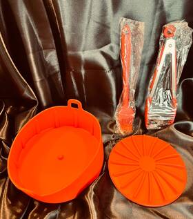 2708706 Juvale New-juvale 4-pc Set Air Fryer Silicone Pot Basket With Liner Handles Brush Tongs 2708706 Juvale New-juvale 4-pc Set Air Fryer Silicone Pot Basket With Liner Handles Brush Tongs