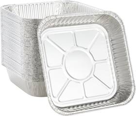 Juvo Plus 313024083097 Stockroom 50 Pack 8x8 Disposable Aluminum Foil Pans For Baking Square Tray