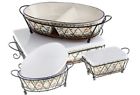 K11078 Temptations Old World Ceramic Rattan Ovenware Set With Storage Lids