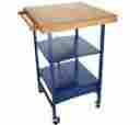 K41915 Temp-tations Floral Lace Bamboo Top Folding Kitchen Cart Blue