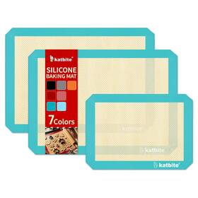 Ka-bm-dbl-16 Katbite 11-02 3-pack Silicone Baking Mats 2 Half 1 Quarter Nonstick Reusable Sheets Blue