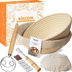 Kpb01 Kikcoin Banneton Bread Proofing Basket 2pc 9 Inch And 10 Round -