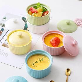 Kissealed 740379701091 4 Oz Ramekins Porcelain With Lids Set Of 5 Assorted Colors Ramek Inch