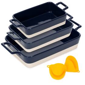 Kitchen Pixie 195893815937 Casserole Dish Set - 3 Ceramic Baking Dishes For Oven With Silicone Mitt Kitchen Pixie 195893815937 Casserole Dish Set - 3 Ceramic Baking Dishes For Oven With Silicone Mitt